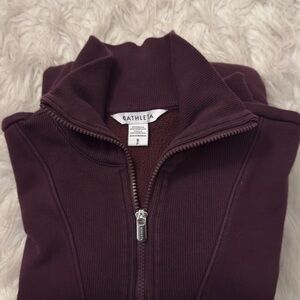 Athleta Quarter-zip Sweat shirt in plum. Size: small womens